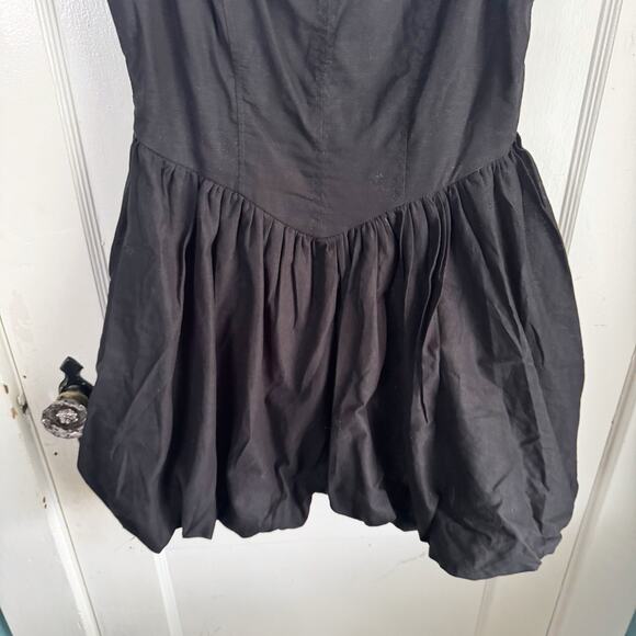 Hello Molly Volume Please Mini Dress Linen Blend Black Bubble Skirt Size 8 Eight - Picture 6 of 15